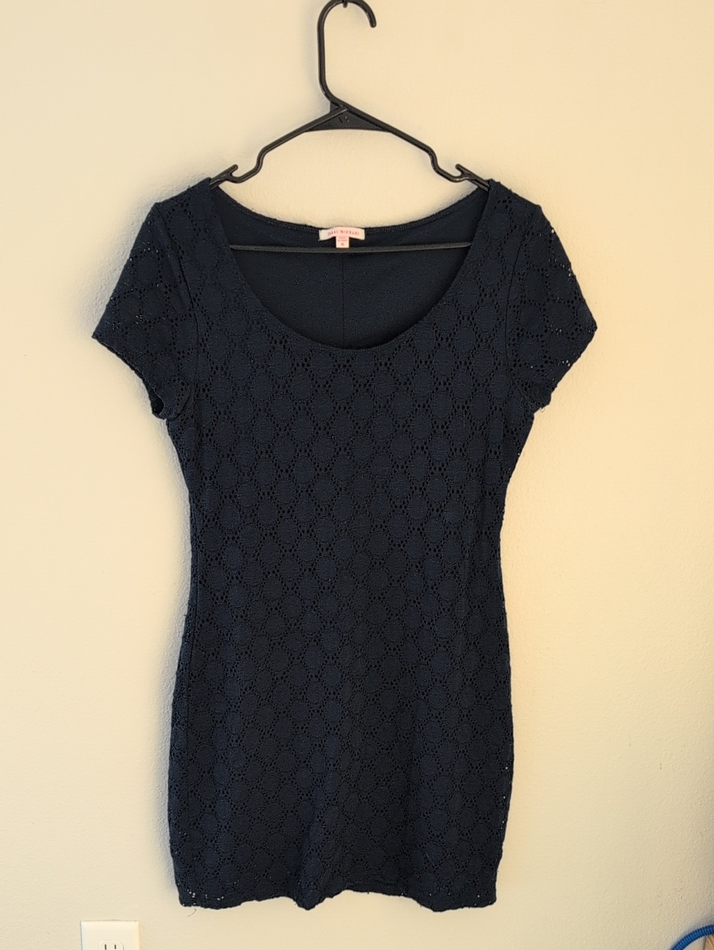 Isaac Mizrahi Navy Lace Short Sleeve Dress